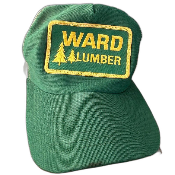 Vintage WARD LULMBER TRUCKER STYLE HAT SNAPBACK CAP PATCH USA MADE GREEN YELLOW - Picture 2 of 6